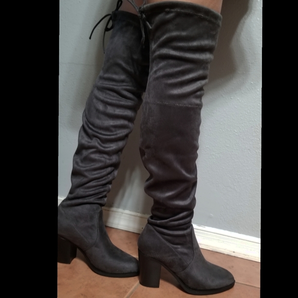 Elevator over knee boots Vegan Suede dark gray - Picture 7 of 7